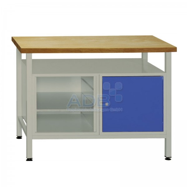 ADB Werkbank Werktisch Werkzeugtisch + 1 Tür + Regalteil 1200x600x840 mm