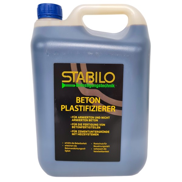 Stabilo Beton Plastifizierer 5 Liter | Fliessmittel Betonverflüssiger Beton-Zusatzmittel